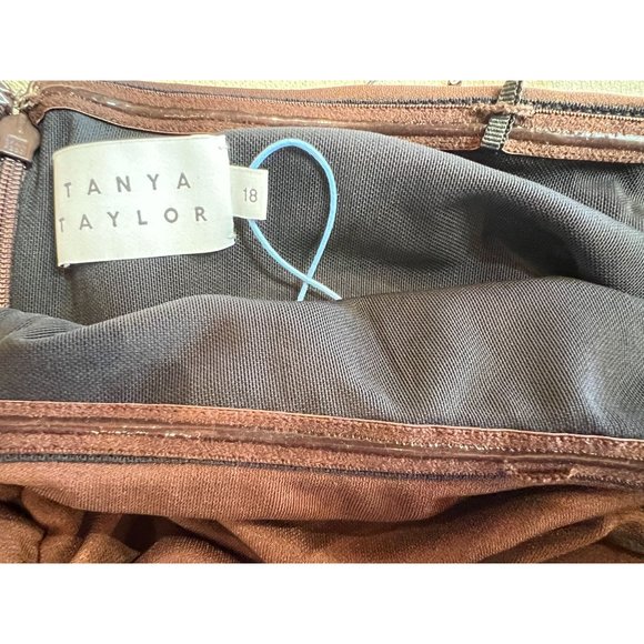 Tanya Taylor Marla Ruched Maxi Fit and Flare Dress Off Shoulder Mocha Brown 18 - Picture 14 of 16